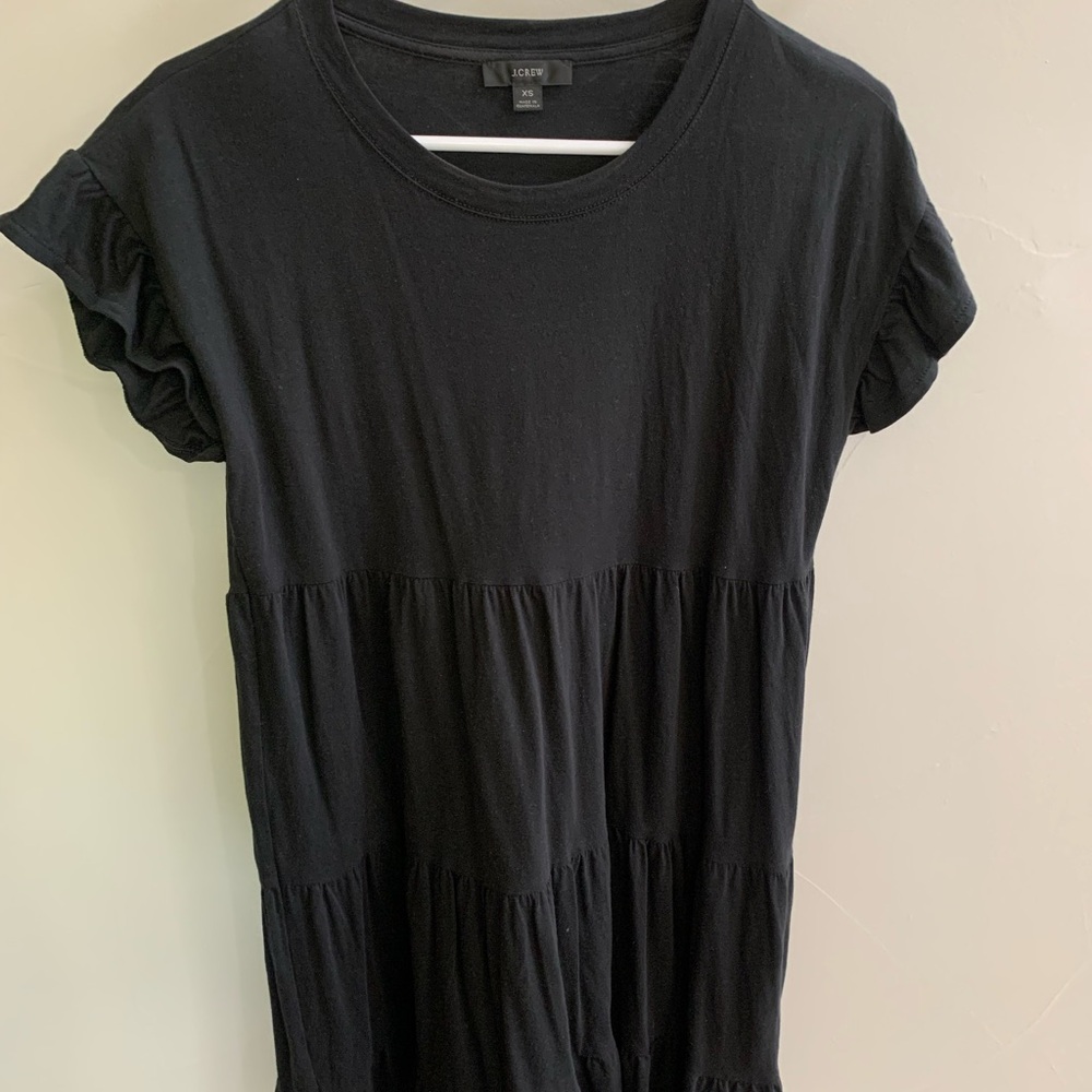 J. Crew Black Ruffle Sleeve Dress